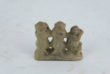 Load image into Gallery viewer, Carved Soapstone Three Wise Monkeys See Hear Speak No Evil China Figurine
