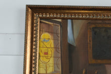 Load image into Gallery viewer, Signed Interior Genre Scene After Vermeer The Glass of Wine Oil Painting 28x24 Framed
