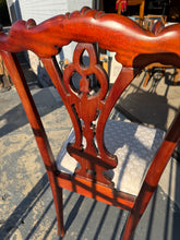 Load image into Gallery viewer, Heavily Carved Chippendale Side Chair with Fan-Pattern Upholstery
