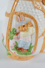 Load image into Gallery viewer, Fitz and Floyd Bunny Pitcher Ceramic Easter Rabbit Jug Basket Design
