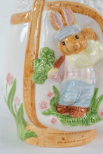 Load image into Gallery viewer, Fitz and Floyd Bunny Pitcher Ceramic Easter Rabbit Jug Basket Design
