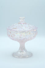 Load image into Gallery viewer, Champagne Satin Pedestal Candy Dish with Floral Relief – Fenton Art Glass
