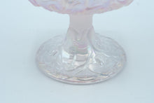 Load image into Gallery viewer, Champagne Satin Pedestal Candy Dish with Floral Relief – Fenton Art Glass
