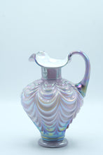 Load image into Gallery viewer, Violet Overlay Drapery Pitcher with Opalescent Rim – Fenton Art Glass
