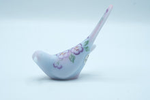 Load image into Gallery viewer, Fenton Blue Burmese Glass Happiness Bird with Hand-Painted Flowers | 6" Tall
