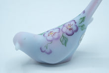 Load image into Gallery viewer, Fenton Blue Burmese Glass Happiness Bird with Hand-Painted Flowers | 6" Tall
