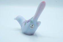 Load image into Gallery viewer, Fenton Blue Burmese Glass Happiness Bird with Hand-Painted Flowers | 6" Tall
