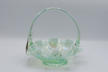 Load image into Gallery viewer, Fenton Green Opalescent Iridescent Glass Basket 8 Inch
