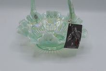 Load image into Gallery viewer, Fenton Green Opalescent Iridescent Glass Basket 8 Inch
