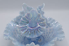 Load image into Gallery viewer, Fenton Blue Opalescent Hobnail Epergne Centerpiece Bowl Set
