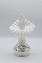 Load image into Gallery viewer, Fenton White Carnival Glass Jack in the Pulpit Vase Hand Painted 9.25 Inch
