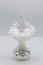 Load image into Gallery viewer, Fenton White Carnival Glass Jack in the Pulpit Vase Hand Painted 9.25 Inch

