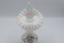Load image into Gallery viewer, Fenton White Carnival Glass Jack in the Pulpit Vase Hand Painted 9.25 Inch
