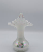Load image into Gallery viewer, Fenton White Carnival Glass Jack in the Pulpit Vase Hand Painted 9.25 Inch
