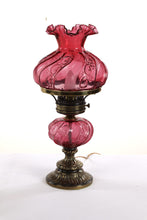 Load image into Gallery viewer, Fenton Cranberry Glass 19&quot; Student Lamp
