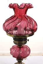 Load image into Gallery viewer, Fenton Cranberry Glass 19&quot; Student Lamp
