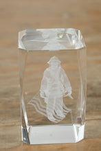 Load image into Gallery viewer, 3D Laser-Etched Firefighter Crystal Block – American Flag Design – Clear Glass/Crystal Paperweight
