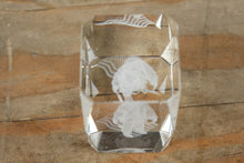Load image into Gallery viewer, 3D Laser-Etched Firefighter Crystal Block – American Flag Design – Clear Glass/Crystal Paperweight
