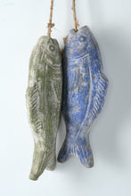 Load image into Gallery viewer, Pair Rustic Hanging Fish Wall Decor Blue Green Coastal Nautical Rope

