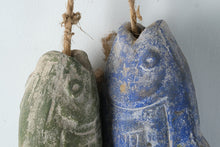 Load image into Gallery viewer, Pair Rustic Hanging Fish Wall Decor Blue Green Coastal Nautical Rope
