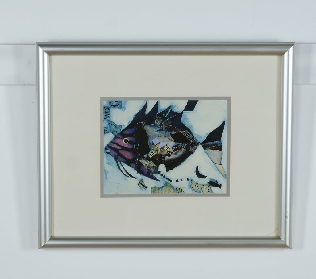 Rosina Wachtmeister 1987 Print “Foil Fish & Newspaper” – Framed
