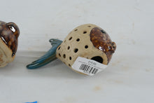 Load image into Gallery viewer, Ceramic Fish Candle Holders Pair Pierced Coastal Nautical Decor Blue Brown
