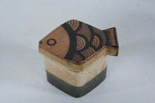 Load image into Gallery viewer, Japanese Studio Pottery Fish Shaped Lidded Trinket Box Ceramic Covered Dish
