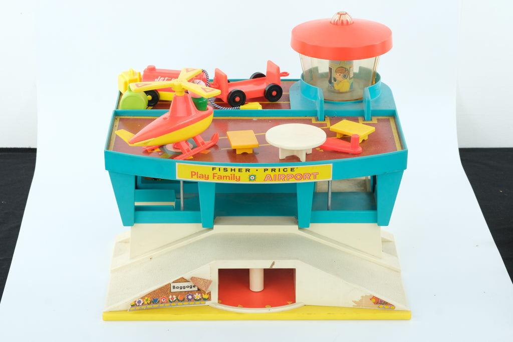 Vintage 1970s Fisher-Price Play Family Airport Jetway Set – With Figures, Plane, and Accessories