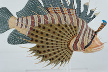 Load image into Gallery viewer, Hand-Carved Lionfish Sculpture on Lucite Stand – Articulated Wooden Tropical Fish, Nautical Coastal Decor
