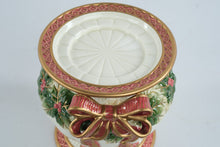 Load image into Gallery viewer, Fitz and Floyd Essentials Christmas Holly Berry Bow Ceramic Candle Holder
