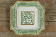 Load image into Gallery viewer, Fitz &amp; Floyd Classics Gregorian Collection 5.6” Square Accent Plate – Handcrafted Ceramic with Embossed Tree Motif &amp; Gold Trim
