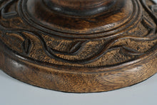 Load image into Gallery viewer, Fitz and Floyd Hand-Carved Wooden Pedestal Stand – Rustic Decorative Display Riser
