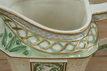 Load image into Gallery viewer, Fitz and Floyd Classics Gregorian Collection Gravy Boat – Handcrafted Porcelain with Green &amp; Gold Accents
