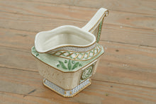 Load image into Gallery viewer, Fitz and Floyd Classics Gregorian Collection Gravy Boat – Handcrafted Porcelain with Green &amp; Gold Accents

