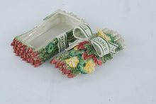 Load image into Gallery viewer, Fitz and Floyd Herb Garden Asparagus Butter Dish Covered Ceramic 1996
