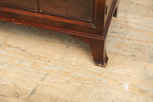 Load image into Gallery viewer, Antique Flamed Mahogany Library Display Cabinet with Fretwork Glass Doors – 37”
