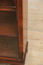Load image into Gallery viewer, Antique Flamed Mahogany Library Display Cabinet with Fretwork Glass Doors – 37”
