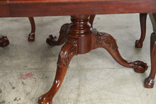 Load image into Gallery viewer, Flame Mahogany Double Pedestal Dining Table with Six Queen Anne Chairs and Two Leaves
