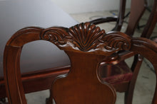 Load image into Gallery viewer, Flame Mahogany Double Pedestal Dining Table with Six Queen Anne Chairs and Two Leaves
