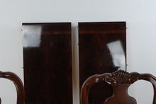 Load image into Gallery viewer, Flame Mahogany Double Pedestal Dining Table with Six Queen Anne Chairs and Two Leaves

