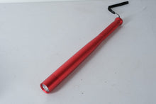 Load image into Gallery viewer, Red Aluminum LED Flashlight – Baseball Bat Style Torch with Wrist Strap
