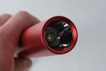 Load image into Gallery viewer, Red Aluminum LED Flashlight – Baseball Bat Style Torch with Wrist Strap
