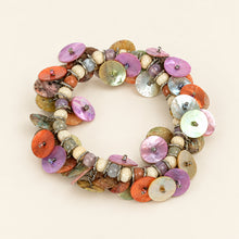 Load image into Gallery viewer, Multicolor Mother of Pearl Shell Disc Beaded Stretch Bracelet Boho Statement Jewelry
