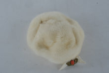 Load image into Gallery viewer, Vintage Flemington Furs White Mink Hat with Cameo Brooch – 1950s Elegant Winter Cap
