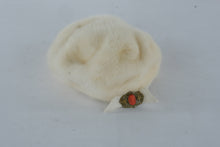 Load image into Gallery viewer, Vintage Flemington Furs White Mink Hat with Cameo Brooch – 1950s Elegant Winter Cap
