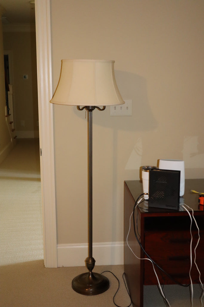 Traditional Pewter Floor Lamp with Dual Sockets