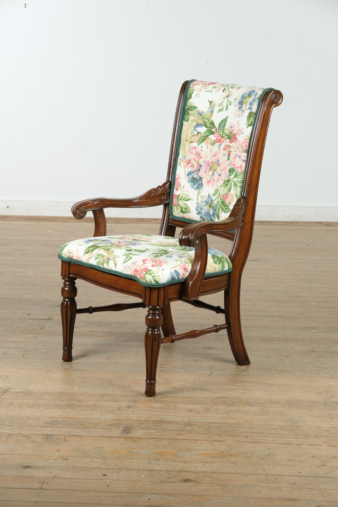 The Bloomfield Arm Chair – Tapered Reeded Legs – Fresh Floral Upholstery