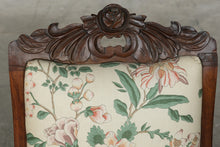 Load image into Gallery viewer, Antique Victorian Carved Wood Rocking Chair with Floral Upholstery
