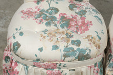 Load image into Gallery viewer, Pair of Vintage Floral Upholstered Slipper Chairs with Skirted Bases
