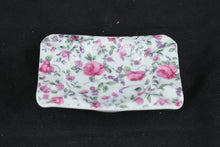 Load image into Gallery viewer, Pink Rose Floral Porcelain Ring Dish Trinket Tray 4x3
